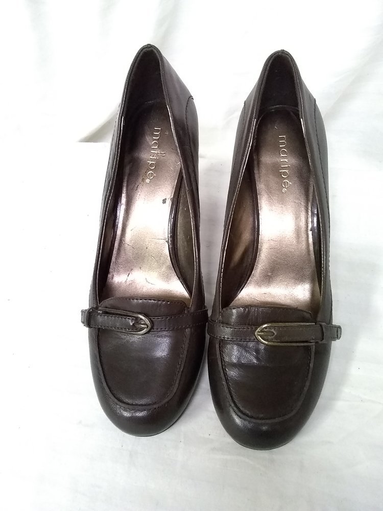 Maripe Leather Shoes Women's Brown 3" Heel Size 7.5